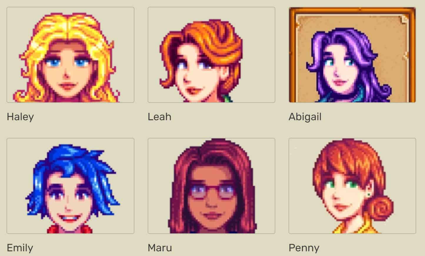 bachelorettes in stardew valley