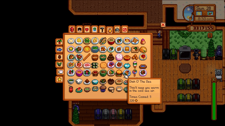 stardew valley cooking the recipes